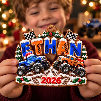 Personalized Monster Truck Christmas Ornament 2026 – Custom Name with Blue and Orange Trucks, Holiday Keepsake Gift for Kids and Truck Lovers 0d1370f6-a53e-42aa-a336-65e2521f8f90-Ethan-s-Personalized-Monster-Truck-Ornament-2.png