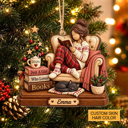 Personalized Girl Reading Book 2D Ornament 2026: Bookworm Christmas Decor, Just A Girl Who Loves Books Wooden Ornament, Book Lover Gift 0d289d85-547c-4324-93c7-4a440b98a9b3-5.jpg