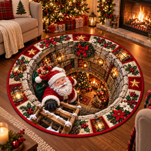 Christmas Santa 3D Illusion Round Rug, Spiral Staircase Library Area Rug, Xmas Home Decor, Halloween Round Rug Gift 0d32ac59-3290-49ee-a49d-8851035ed558-sssss-1-.png