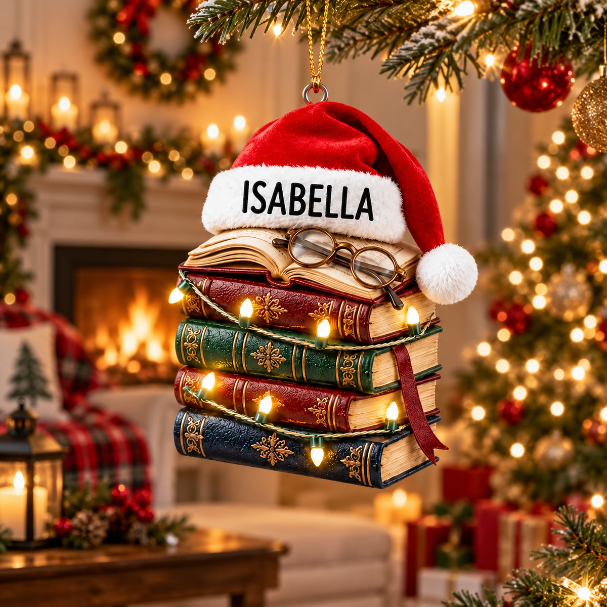 Personalized Book Stack Christmas Ornament With Santa Hat, Custom Name Reader Gift, Holiday Book Lover Decor, Acrylic Unique Festive Present 0d3f6b7a-c530-4e8c-bbd7-2344b7578abb-d5970061-19cd-4631-b77f-e8fc7a89520d.png