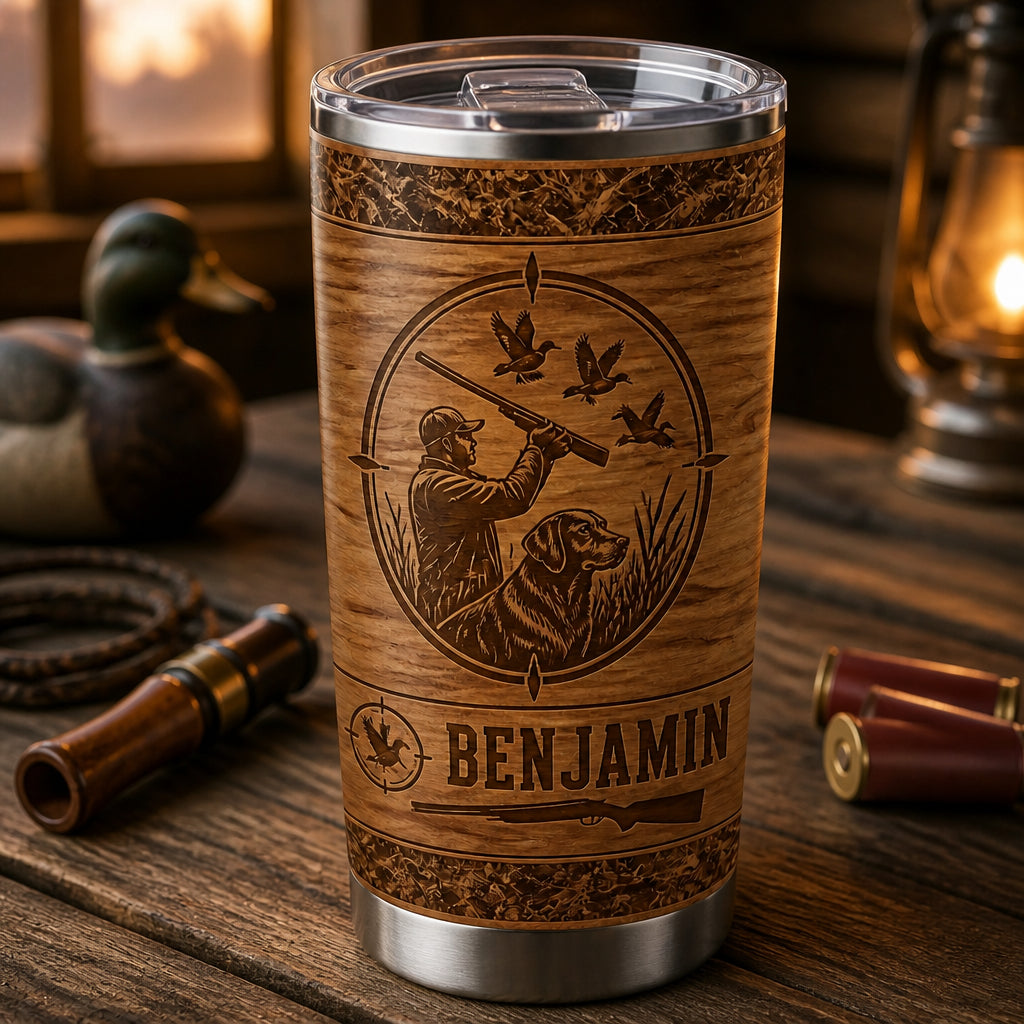 Personalized Duck Hunter Woodgrain Tumbler - Name - Personalized Tumbler 0d5d2430-baea-4a8b-bca2-7e48c3ccaa29.jpg