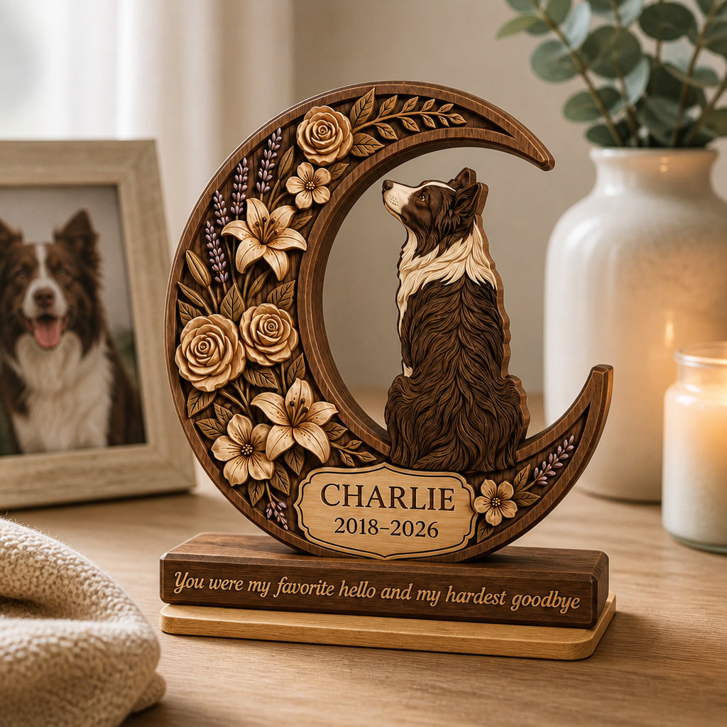 Starry Laurel Pet Memorial Wooden Stand — Name & Years - Personalized Wooden custom shape Standing 2 layer (5mm) 0d64db86-7577-41be-af00-c213d92d0bee.jpg