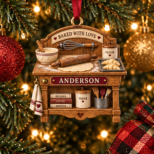 Personalized Baker Ornament, Custom Name Baking Station Christmas Ornament, Bakery Owner Gift 0d7652d7-3f6a-407f-a993-08d7942cfead-baker_workbench_mockup_4_tree.png