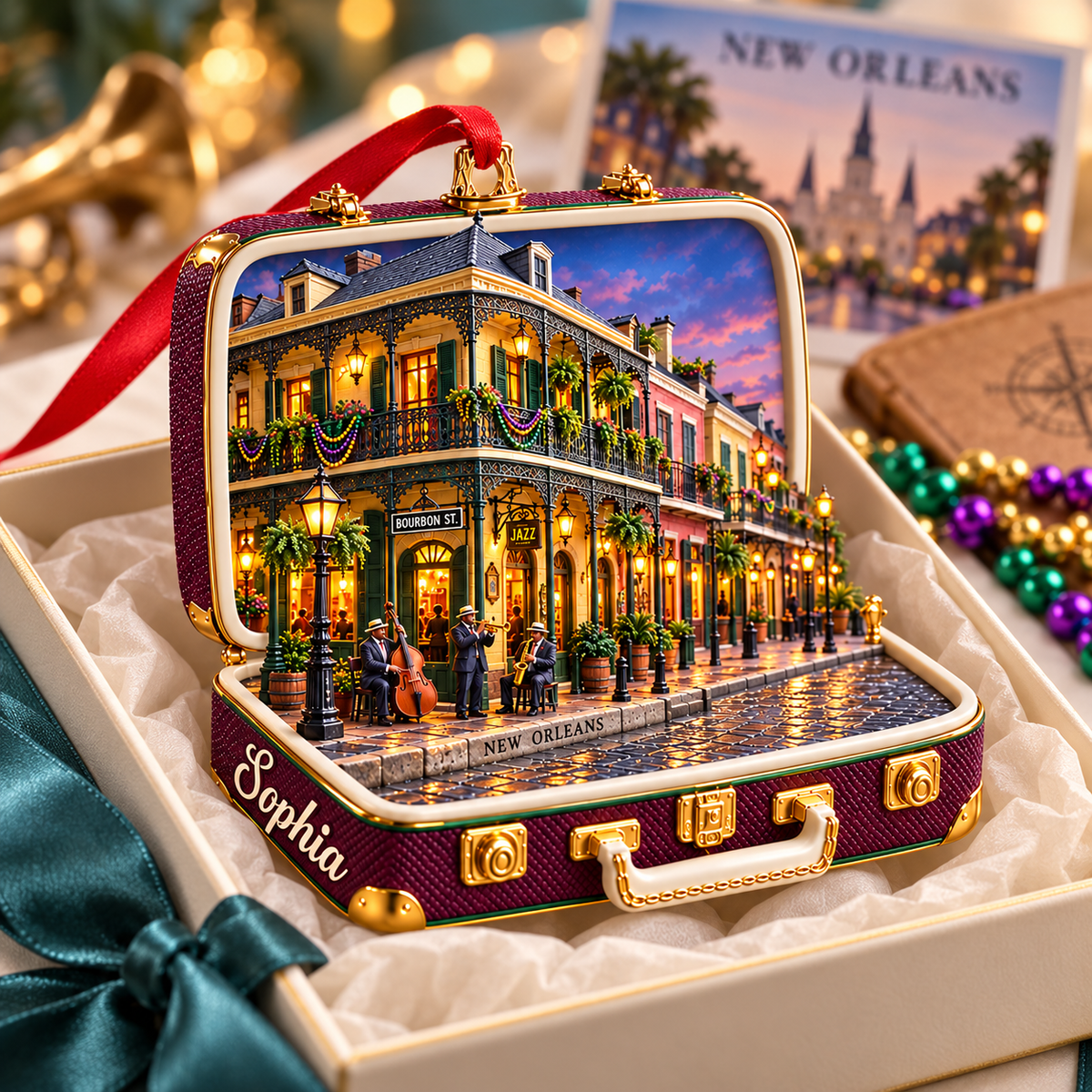 Personalized 3D French Quarter Suitcase Christmas Ornament – New Orleans USA Travel Souvenir & Gift for New Orleans Lovers 0d7f6b02-30fc-435f-93bb-2572ca01ef16-French-Quarter-Jazz-Suitcase-Ornament-3.png