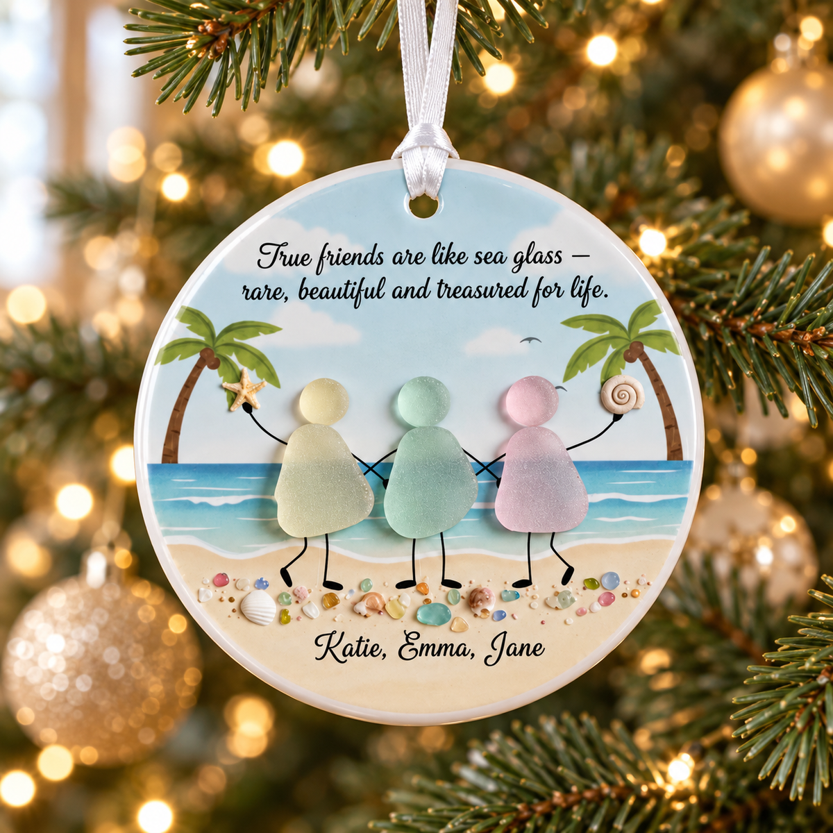 Personalized Sea Glass Friends 3D Effect Printed Ornament, Custom Friendship Gift, Best Friend Christmas Ornament, Beach Lover Keepsake Decor 0d8faa5f-b605-4706-9d02-726942e6b319-banner-2.png