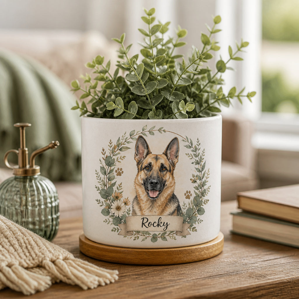 Custom Watercolor Pet Portrait Planter with Botanical Wreath - Personalized Plant Pot & Vase 0d95baa2-e5cc-43a5-9372-90cedbc75eec.jpg