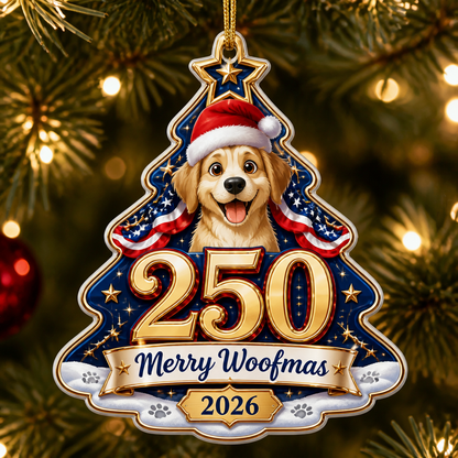 250 Merry Woofmas 2026 Tree-Shape Ornament - Shape Ornament 0d987e56-a1f1-4b0e-bedc-02ca5054e3e1.png