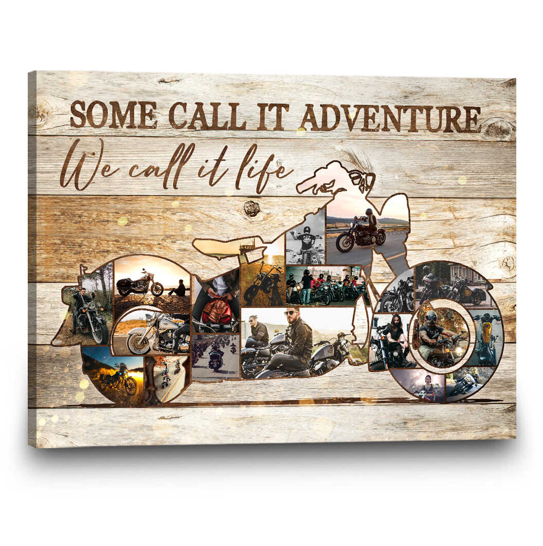 Motorcycle Gift, Motorcycle Wall Decoration, Motorcycle Photo Collage Canvas Wall Art, Gift For Boyfriend, Husband, Valentine's Day