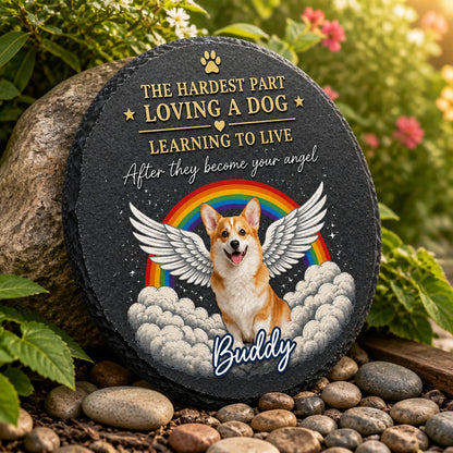 Angel Dog Memorial Stone – Rainbow Wings Pet Photo + Name - Personalized Slate Memorial Stone 0db2d9ab-4f32-460c-8963-cfc948a7d66c.jpg