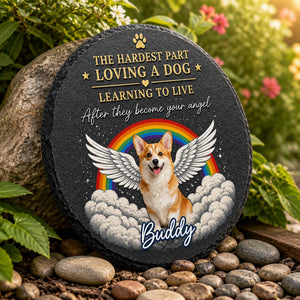 Angel Dog Memorial Stone – Rainbow Wings Pet Photo + Name - Personalized Slate Memorial Stone 0db2d9ab-4f32-460c-8963-cfc948a7d66c.jpg