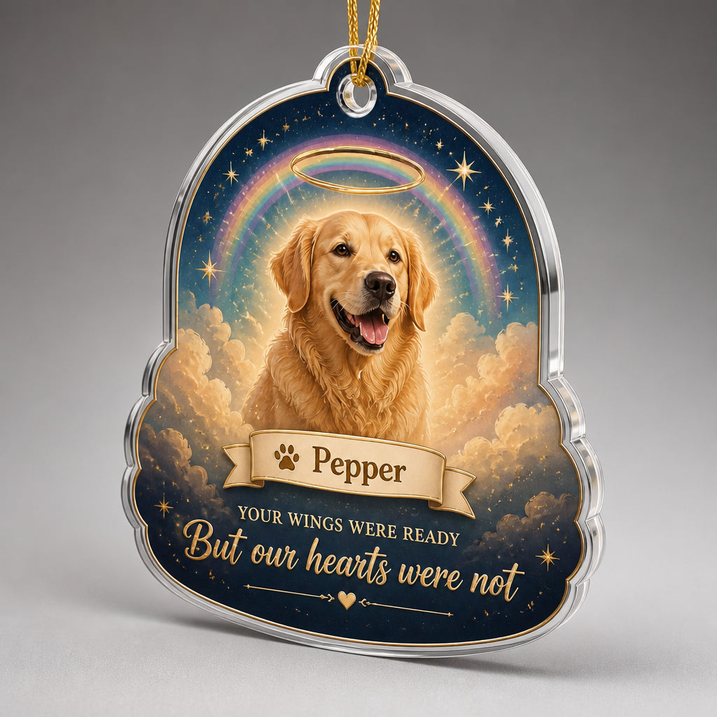 Rainbow Bridge Pet Photo Memorial Ornament – Your wings were ready - Personalized Shape Ornament 0dd38683-05f1-40b5-8008-a1e0b9e8c218.jpg