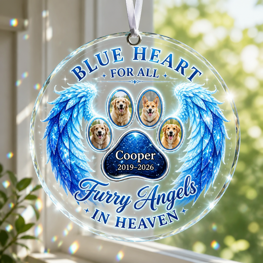Blue Heart Furry Angels Memorial Suncatcher (Photo + Name) - Personalized Suncatcher Ornament 0de31173-b235-42f7-9bc5-7ff18c5fadad.png