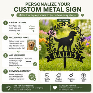 Personalized Dog Garden Stake – Wreath Silhouette with Name - Personalized Cut Metal Sign 0df785e2-80f5-4455-b5c6-f9ef852df70a.jpg