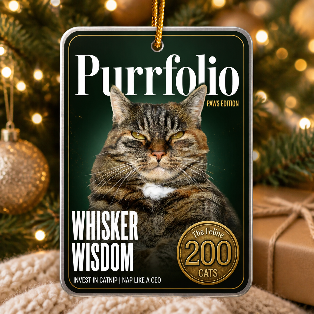 Purrfolio Paws Edition Magazine Cover Ornament – Upload Your Pet Photo - Personalized Aluminum Ornament 0e083318-db94-446f-9f3f-0633a6184c08.png
