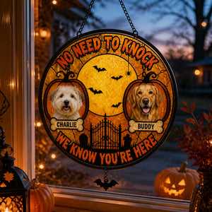 Halloween No Need To Knock Doormat – 2 Pet Photos & Names - Personalized 1 Layered Suncatcher with Charm 0e0f1523-1046-48c2-b336-d0e98d9436e5.jpg