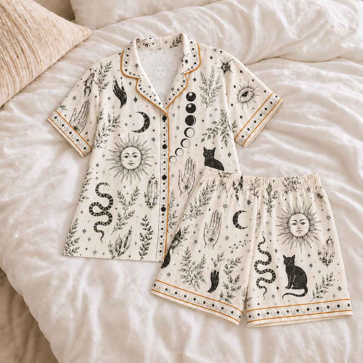 Mystic Celestial Pajama Set For Women, Witchy Satin PJs, Black Cat Moon Sleepwear, Gothic Lounge Set Gift For Her 0e3e54f1-e76f-4680-99d0-14889f55fac2-q2.png