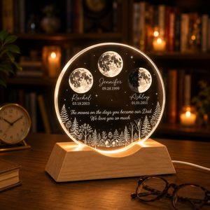 The Days You Became Our Dad, Custom Moon Phase by Date, Personalized Crystal Wave Night Light, Father's Day Gift for Dad, Husband