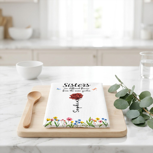 Sisters Are Different Flowers From The Same Garden - Personalized Name Waffle Weave Kitchen Towel, Housewarming Gift 0e58c014-53be-42cf-b2c8-350d238ee093-2-4-.png