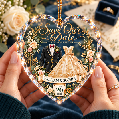 Personalized Save the Date Heart Christmas Ornament – Custom Couple Names and Wedding Date, Engagement Gift for Bride and Groom 0e79ba16-e3f0-4d05-859b-d9364e9c770b-Hands-cradling-a-heart-crystal-ornament-3.png