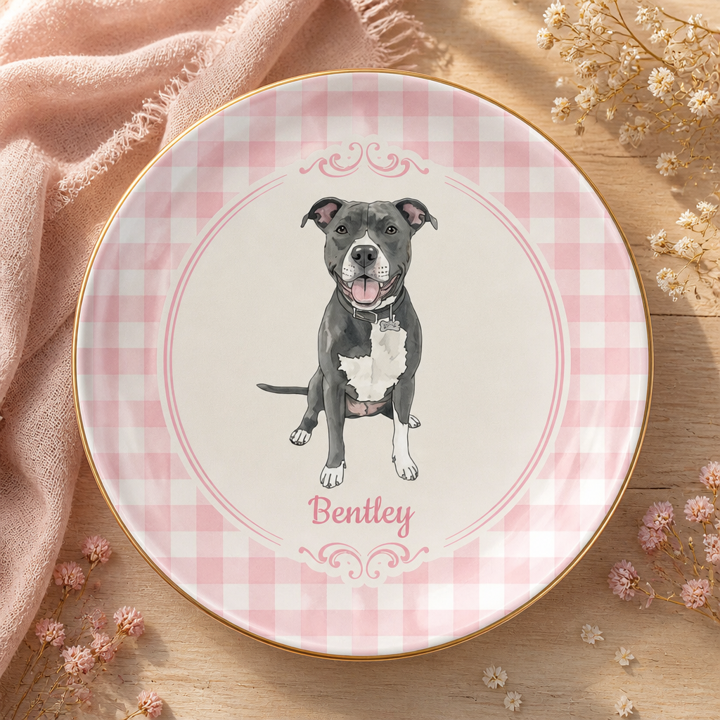 Custom Pet Portrait Ceramic Plate with Name – Botanical Wreath - Personalized Personalized Ceramic Plate 0e8ad8d5-7e48-4cfa-882d-ebb938cb8dee.png