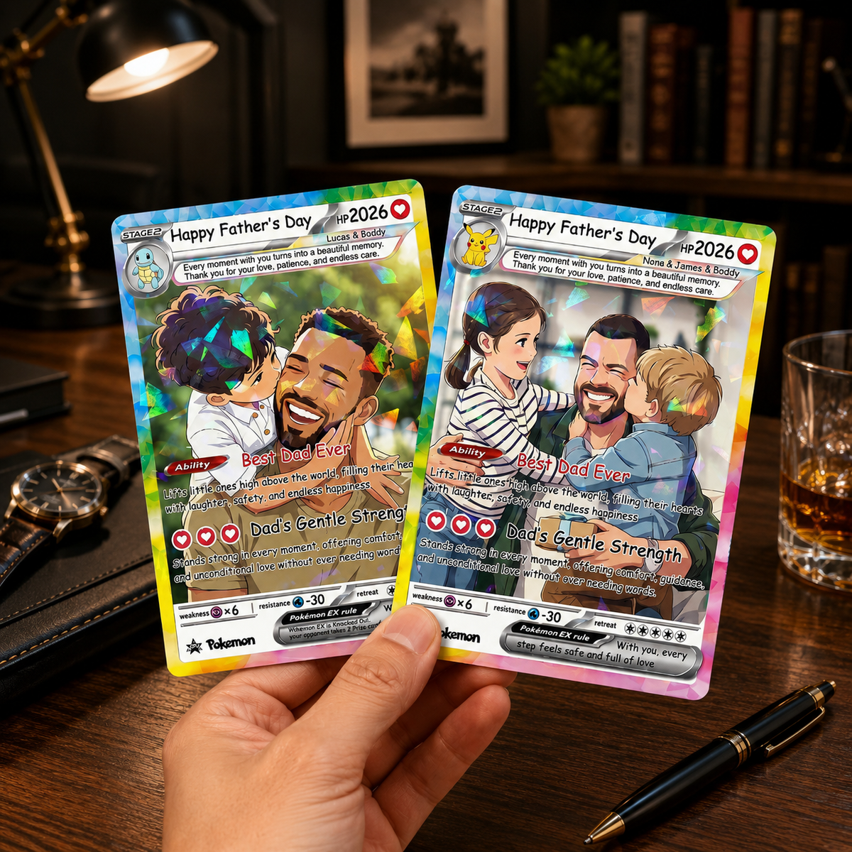 Custom Father s Day Anime Card, Personalized Photo Trading Card, Gift for Gamer Dad, Father s Day Present, Custom Trainer Card