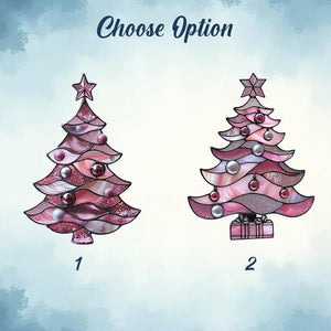 Rose Pink Christmas Tree Acrylic Suncatcher, 2D Faux Stained Glass Ornament, Sparkle Holiday Window Hanging Decor 0eba4c74-63d8-4bd3-8a70-318064ca8874-h1.jpg