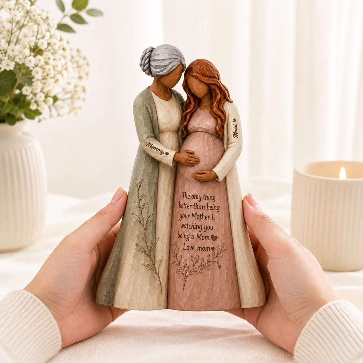 Personalized Mom and Daughter Wooden Block, Pregnancy Announcement Mom To Mom, Expecting Mom Keepsake,Baby Shower Gift from Mom,New Mom Gift 0ed38f43-1f34-4616-97d0-a7179fd53d80-4.jpg