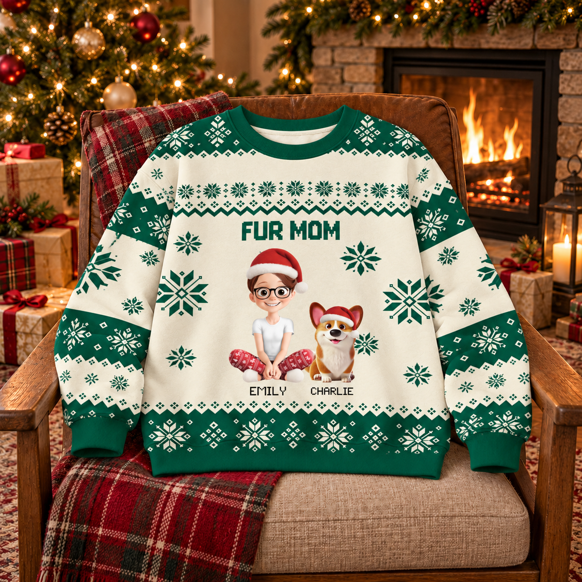 Custom Unisex Ugly Sweatshirt - Personalized Christmas Birthday Gifts For Dog Lovers, Dad, Mom - Festive Fur And Christmas Cheer 0ed8f335-fc51-4a1b-8dcd-c29ad1a31089-banner-3.png