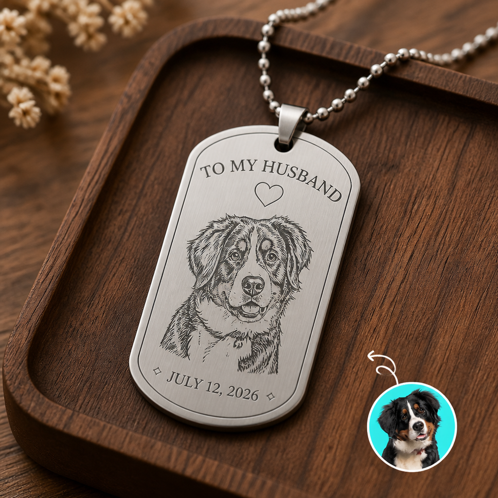 To My Husband Pet Portrait Engraved Dog Tag - Personalized Engraved Dog Tag 0f2d11e3-4a79-41dc-b265-3e1564483a49.png