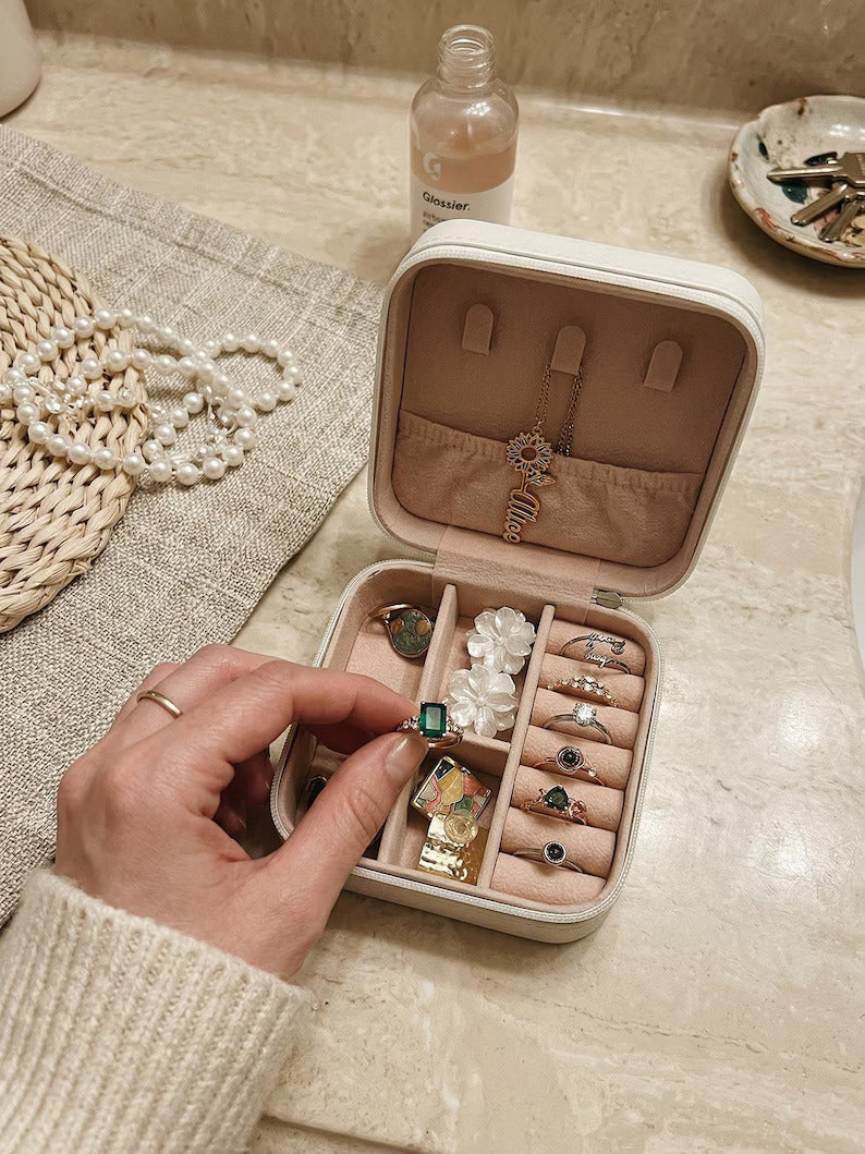 Personalized Travel Jewelry Box, Floral PU Leather Mini Organizer Case, Custom Name Bridesmaid Gift, Birthday & Holiday Gift for Women 0f322da2-ed23-4a77-9e5f-204faa200a2c-dfhdfdhdgh-7-.jpg