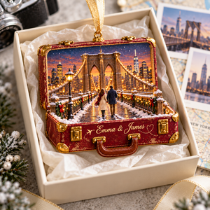 Personalized San Francisco Christmas Ornament – 3D Relief Suitcase with Custom Name, Golden Gate Bridge & Cable Car, Travel Lover Gift 0f43d7a2-efc7-4dc0-825f-db631603d038-Emma-James-Brooklyn-Bridge-Ornament-2.png