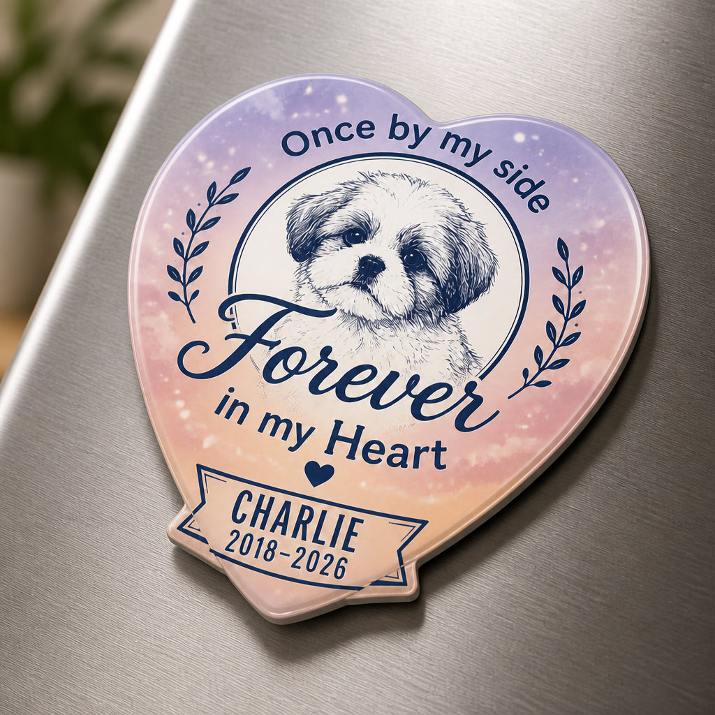 Heart Pet Memorial Fridge Magnet – Once by My Side - Personalized Custom Shape Fridge Magnet 0f5358b9-94ba-4dd3-8fc7-1a7ae68eb1af.jpg