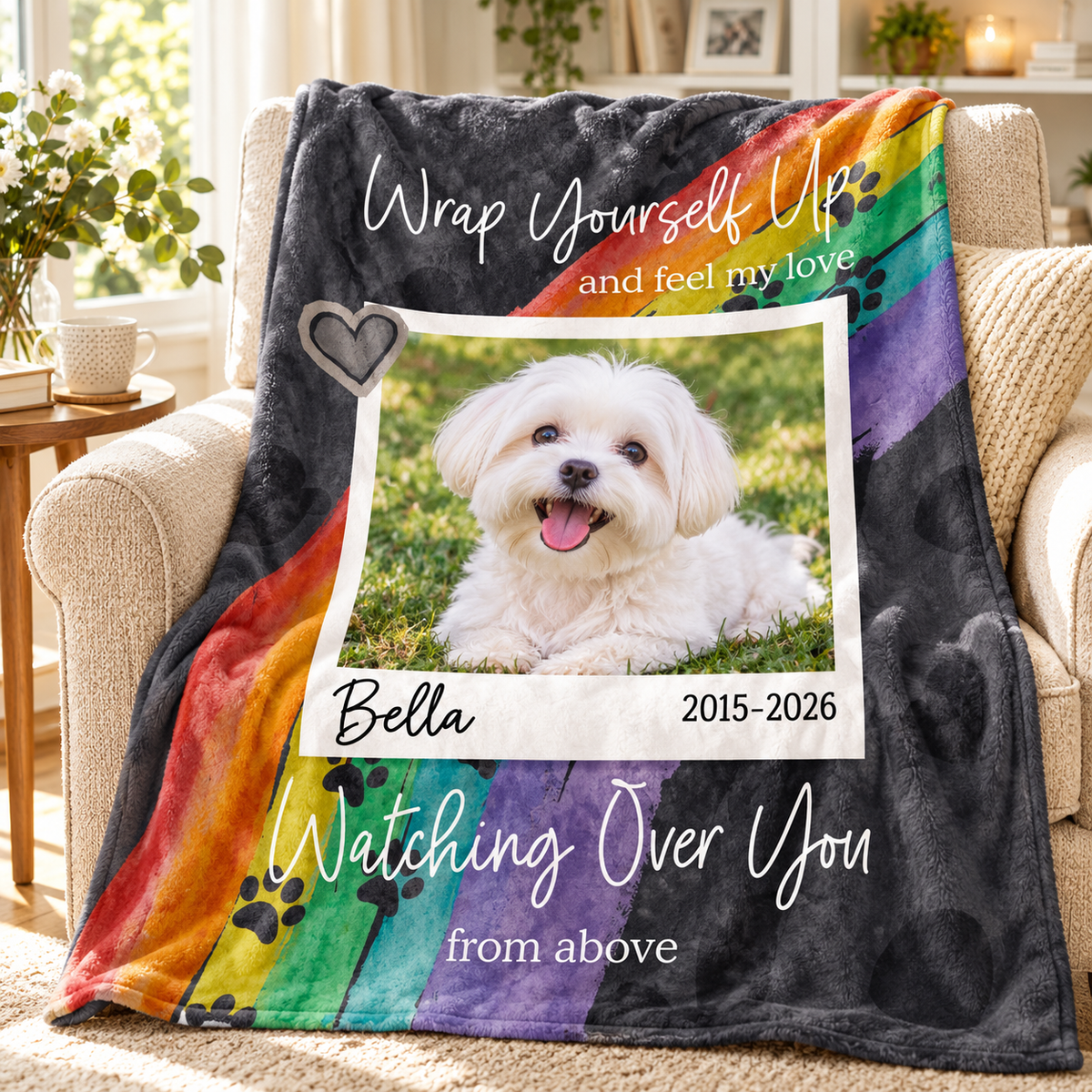 Personalized Dog Memorial Photo Blanket, Custom Pet Loss Keepsake, Pet Memory Gift, In Loving Memory Blanket, Rainbow Bridge Pet Memorial 0f636147-f186-41dd-8d75-590ef6428101-l3.png