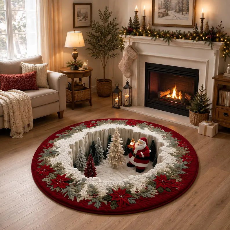 Christmas Santa Quilted Round Mat, Santa Claus 3D Illusion Rug, Christmas Tree Skirt, Holiday Floor Decor, Winter Rug, Christmas Rug 0f7c202b-f6ab-4073-8944-87d30bbd946d-xcvxvg-1-.webp