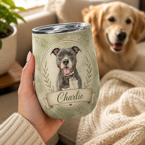 Custom Pet Portrait Wine Tumbler — Watercolor Crest with Name - Personalized Wine Tumbler 0f7d161a-2845-4400-82ab-9906dbe8e779.jpg