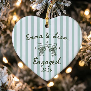 Engaged Ornament 2026 Custom Striped Engagement Ornament Ceramic Keepsake Wedding Gift for Engaged Couple Coquette Newlywed Gift Bride to Be 0f8c830e-2d46-4c6c-b3b8-fd36b5526087-df-1-.webp