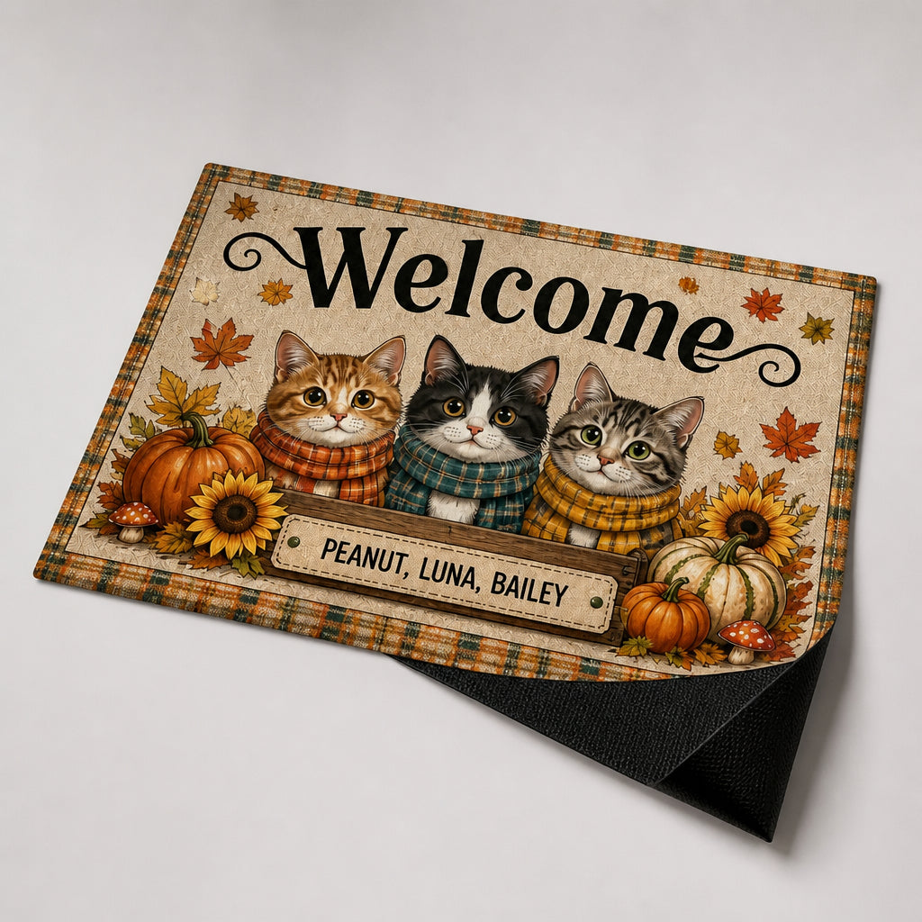 Autumn Cats Welcome Doormat – Personalized Pet Names - Personalized Doormat 0f93cfc4-aa7e-4c30-aa95-bcf88f20cb0d.jpg