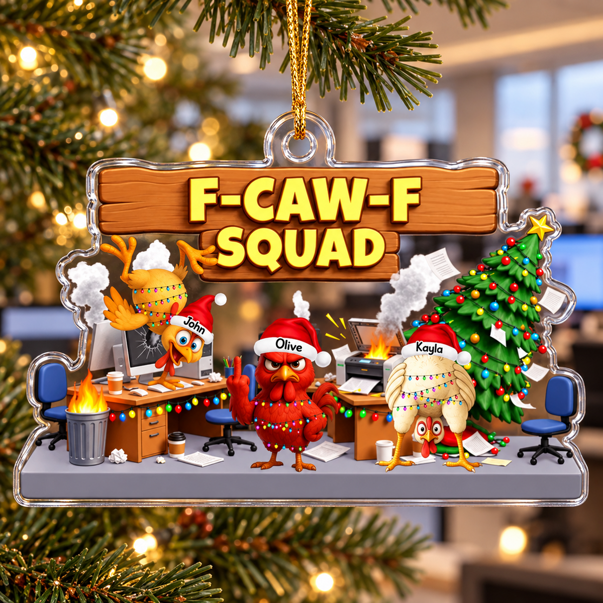 F-Caw-F Squad - Funny White Elephant Party Exchange Gift For Coworker Team - Personalized Acrylic Ornament 0fa411ff-98f3-4ef2-84df-b1308d04f2a6-chatgpt-1-.png