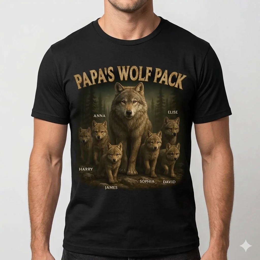 Papa s Wolf Pack - Personalized T-shirt For Father's Day Birthday Gifts For Dad, Grandpa