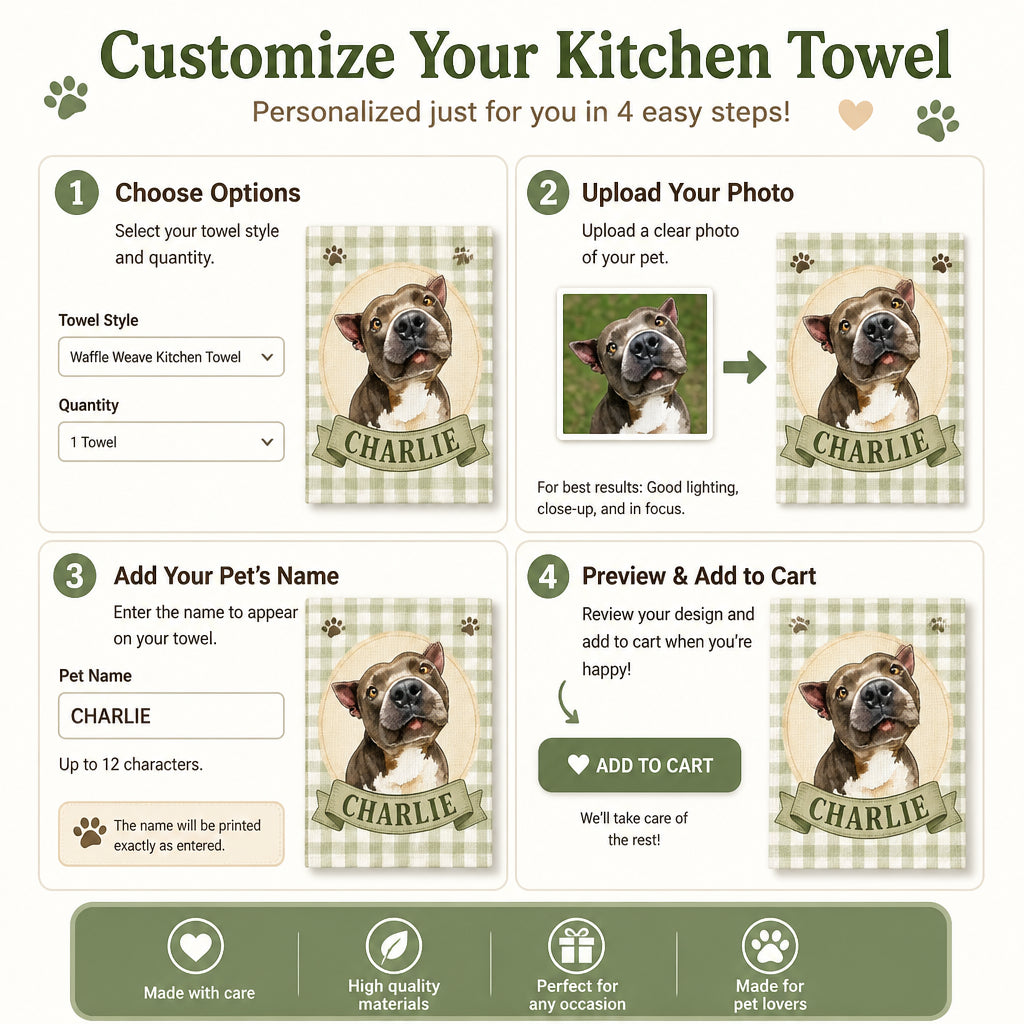 Custom Pet Watercolor Kitchen Towel – Gingham Medallion - Personalized Kitchen Towel 0fbe4bb1-718f-497b-ba9a-33d728603e82.jpg