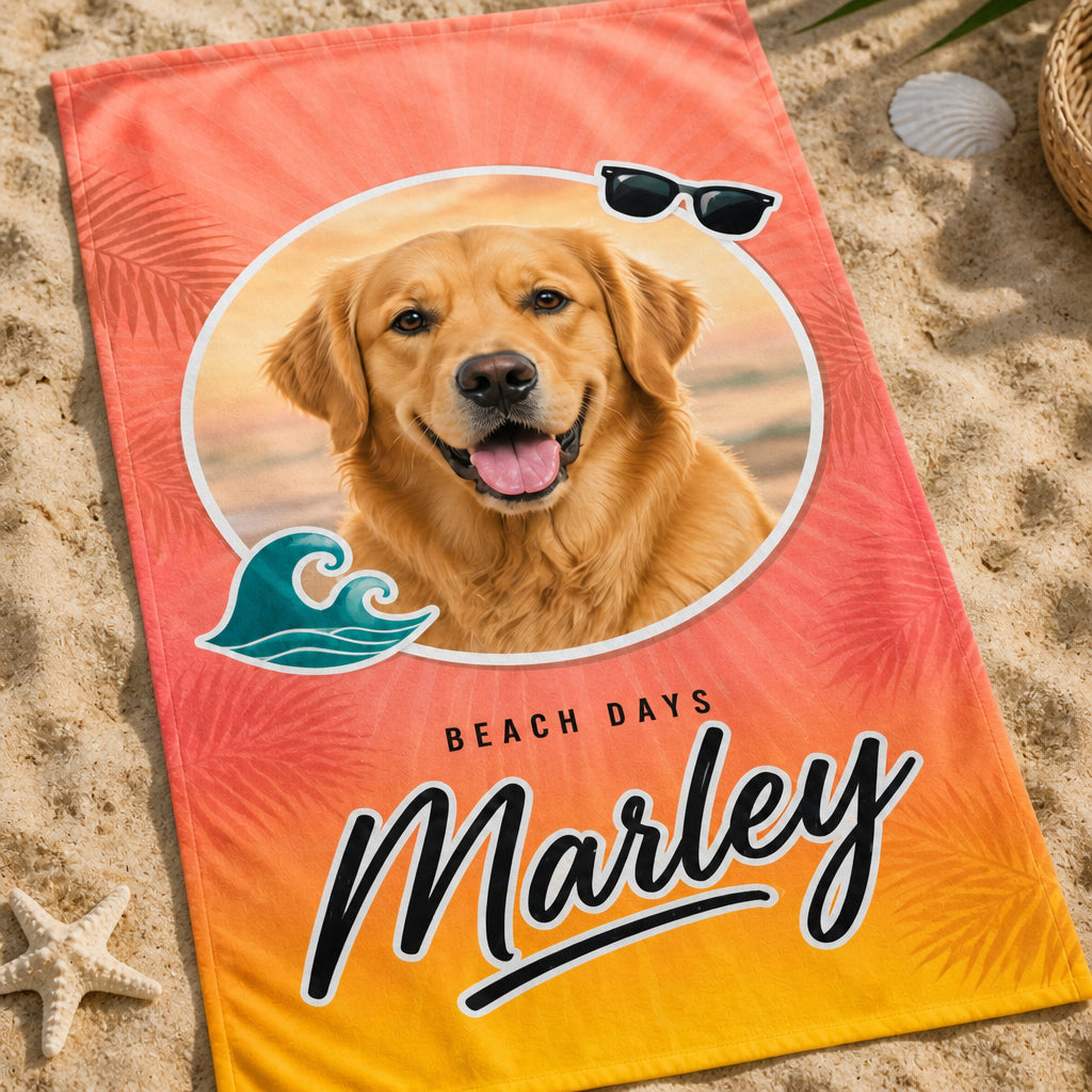 Sunset Palms Pet Photo Beach Towel - Personalized Beach Towel 0fc3c4e4-c1fd-4b4b-a5c6-a2d2cd445292.jpg