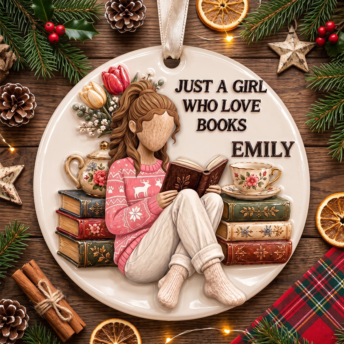 My Happy Place Has Books - Book Lovers - Personalized Real 3D Raised Ornament 0fdbd5b5-431c-4ec2-8a0a-bd8570ef17f7-MOCKUP-4.png