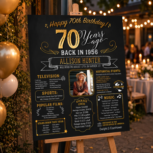 70th Birthday Poster. 70th Birthday Chalkboard. Back in 1956 Birthday, 70th Birthday Banner. 70th Birthday Gift