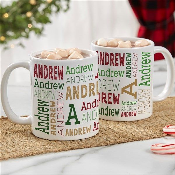Christmas Repeating Name Personalized Coffee Mug CustomChristmas Gift