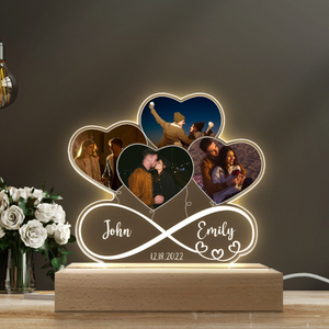 Infinity Love Heart Balloons Custom Photo - Personalized 3D LED Light - Gift For Couple