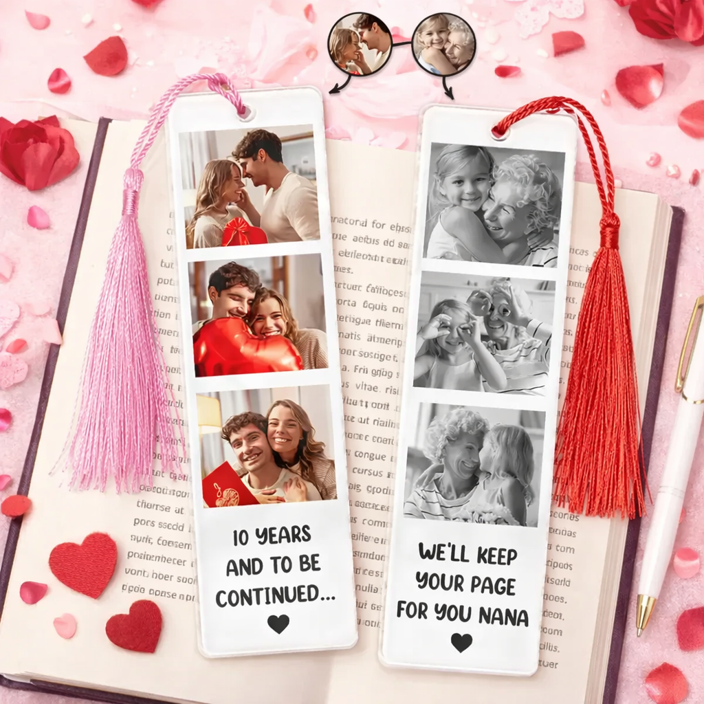 Custom 3 Photos Book Lovers - Personalized Acrylic Bookmark - Gift For Couple, Family, Bestie