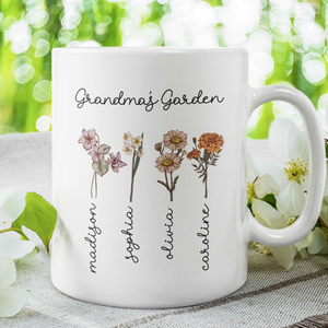 Mom's Garden Birthmonth Flowers - Personalized Mug - Gift For Mother