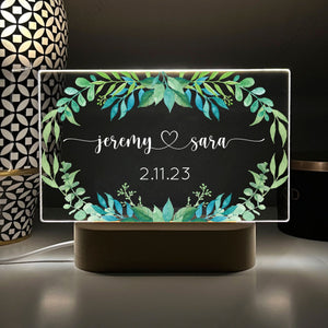 Personalized Couples Acrylic Night Light, Custom Printed, Anniversary Gift, Newlywed, valentines, Engagement Present LED Nightlight