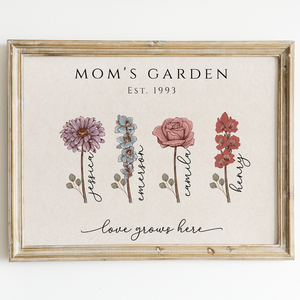 Mom's Garden Flower Bouquet - Personalized Canvas - Gift For Mother