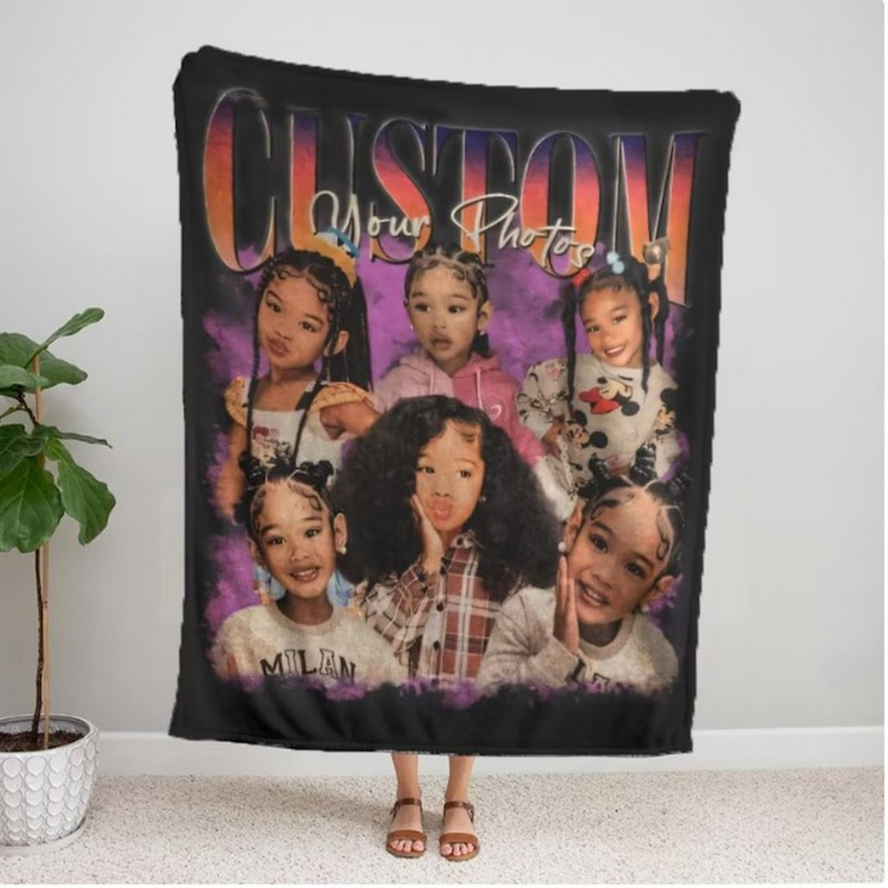 Custom Bootleg Rap Blanket, Vintage Custom Funny Rap Blanket, Custom Photo Vintage Blanket, Custom Image Blanket